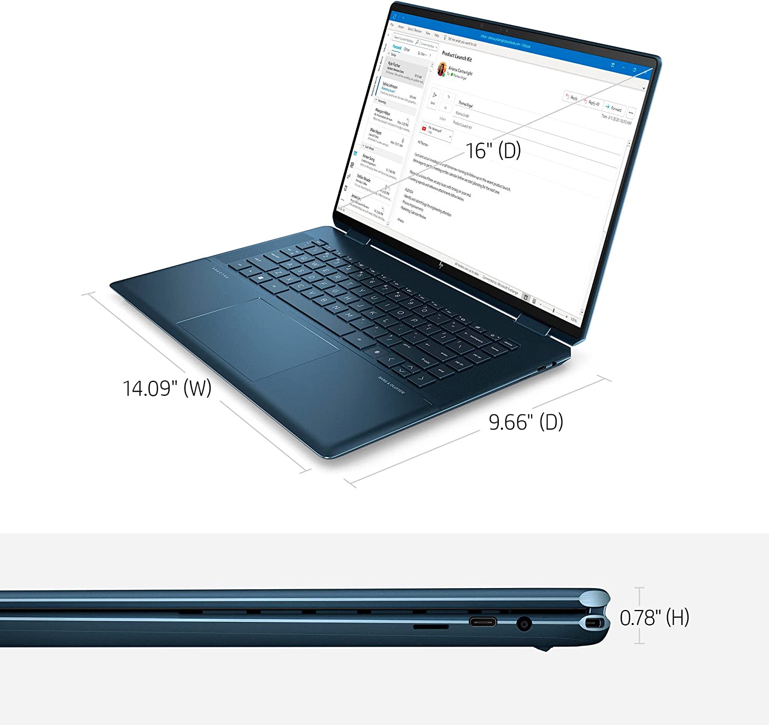 لپ تاپ لمسی اسپکتر اچ پی HP Spectre 16 - 2022 با پردازنده Core i7 نسل دوازدهم