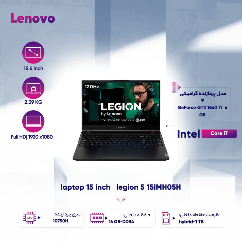 ویژگی های لپ تاپ لنوو مدل Lenovo Legion 5 15IMH05H 81Y6000BCC