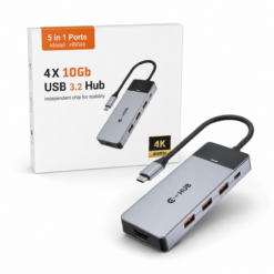 هاب USB-C پنج پورت HOPDAY HB046 با خروجی HDMI 4K 60Hz، USB 3.2 و سرعت 10Gbps
