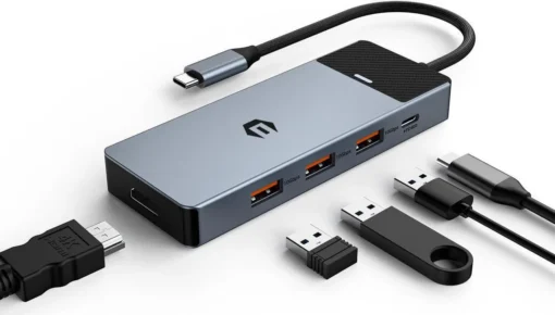 هاب USB-C پنج پورت HOPDAY HB046 با خروجی HDMI 4K 60Hz، USB 3.2 و سرعت 10Gbps