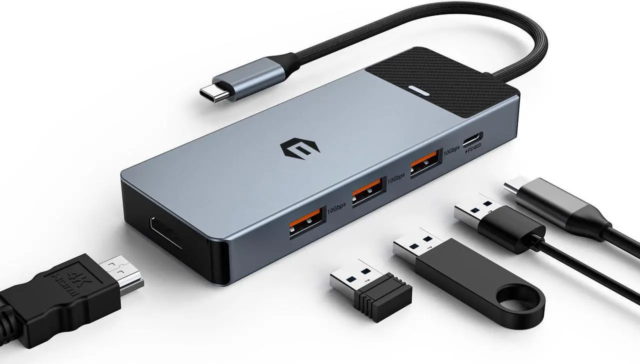 هاب USB-C پنج پورت HOPDAY HB046 با خروجی HDMI 4K 60Hz، USB 3.2 و سرعت 10Gbps - Image 2