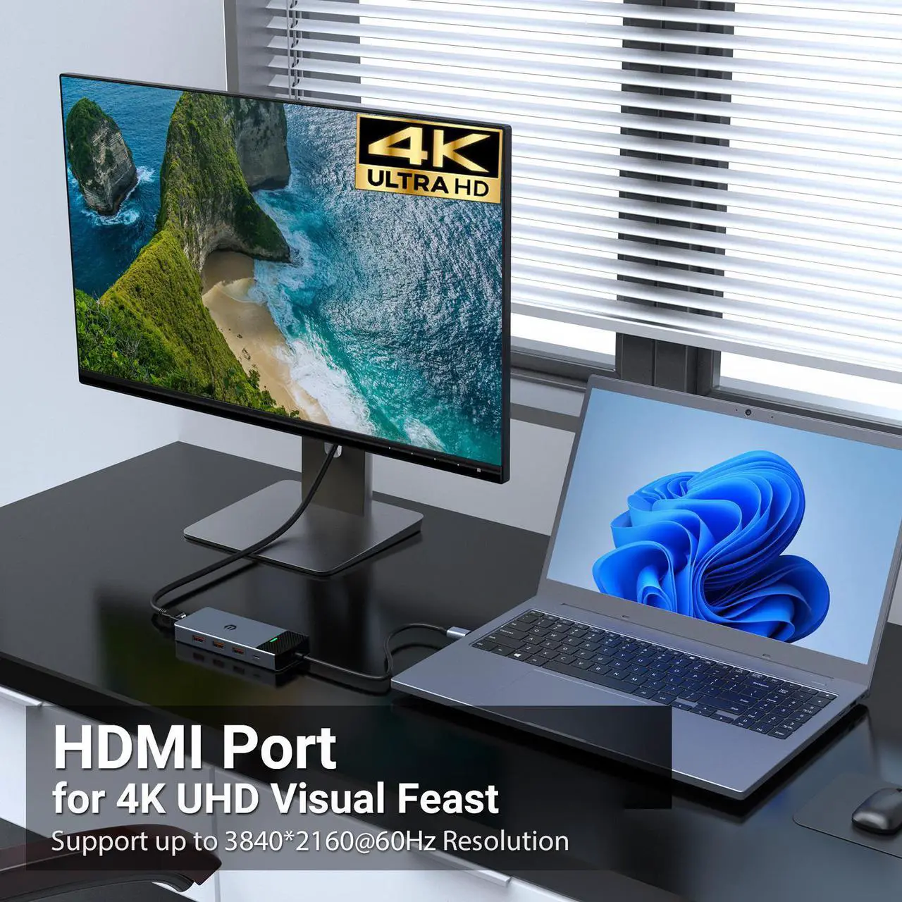 هاب USB-C پنج پورت HOPDAY HB046 با خروجی HDMI 4K 60Hz، USB 3.2 و سرعت 10Gbps - Image 6
