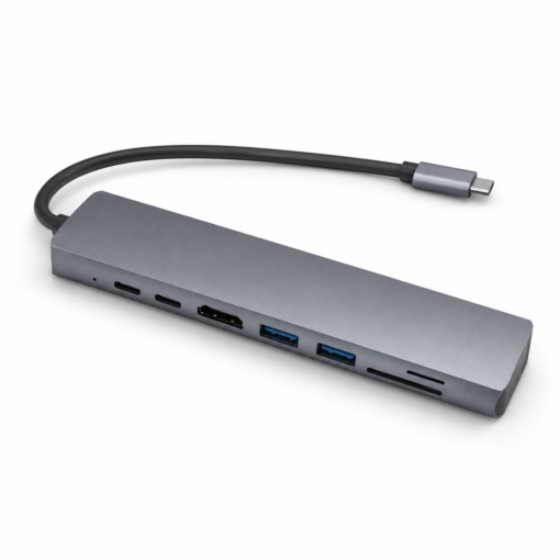 هاب 8 کاره USB-C مدل Type-C to HDTV 8 in 1 با خروجی 4K، شبکه RJ45 و شارژ PD